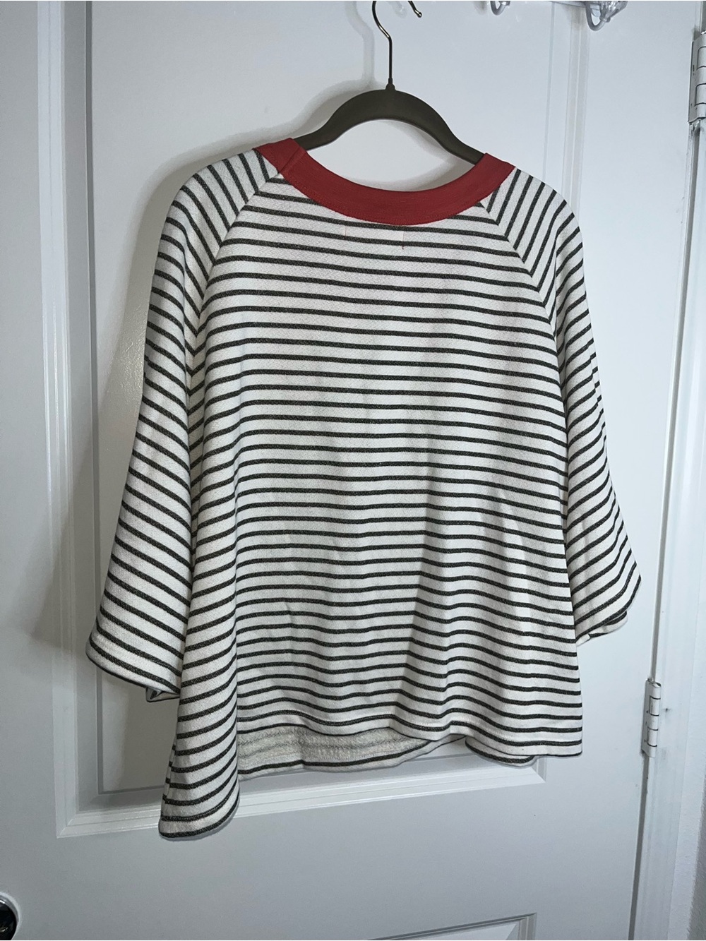 Bucket List Cotton Terry Cloth Lined Striped Cropped Oversize Casual Beach Top L - Picture 2 of 10
